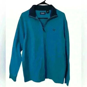 CHAPS Men’s Pullover Sweater | Quarter Zip Shirt | Teal Blue | Size Medium M
